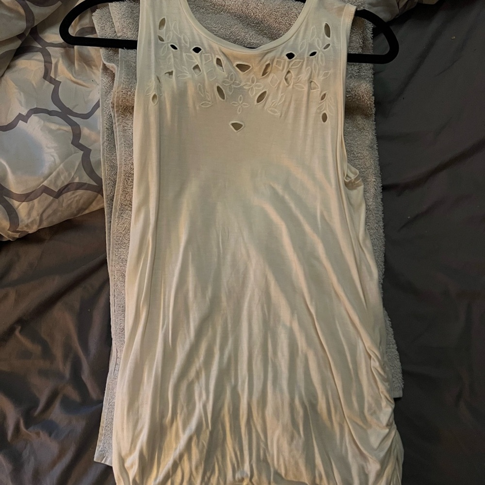 Old Navy Cream Tank Top with Cutout Design